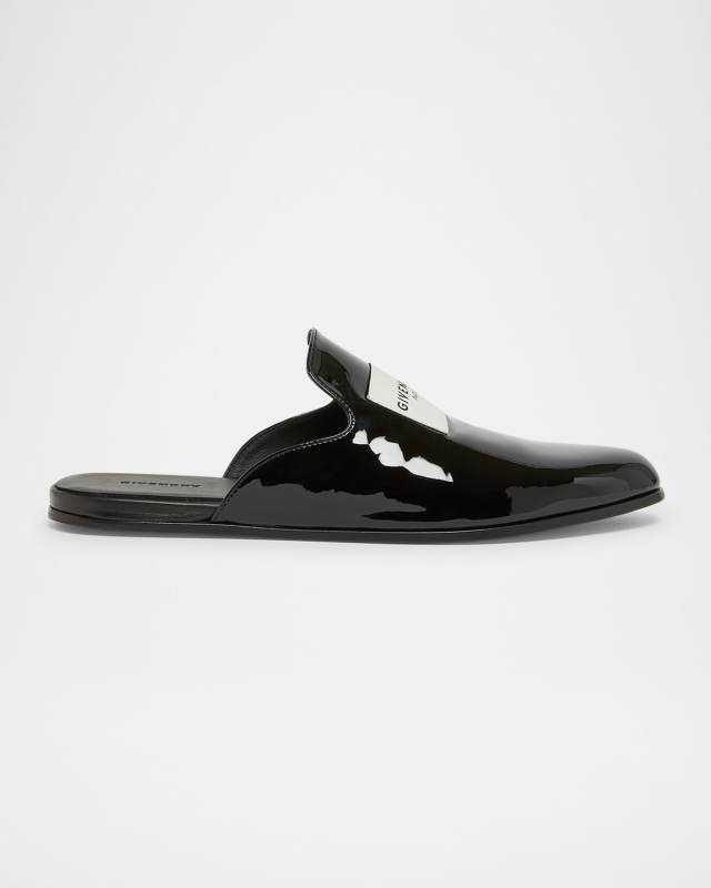 Logo Label Patent Leather Mules